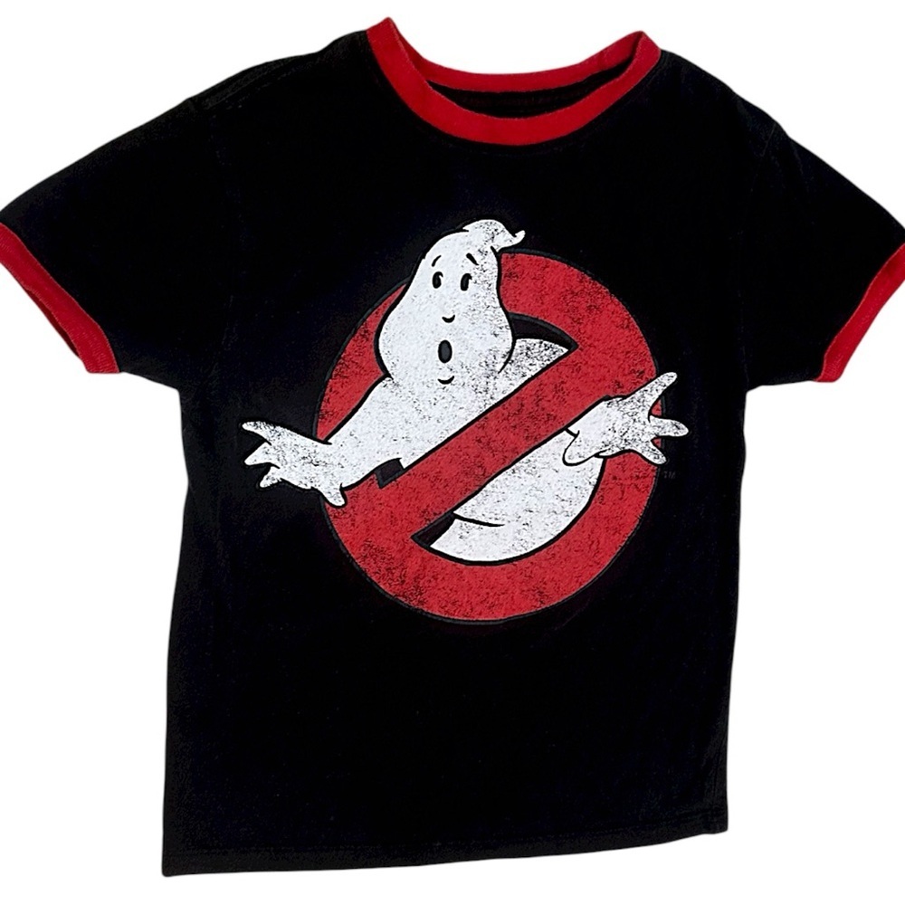 Youth Ghostbusters Graphic T Shirt Size Small MAD Engine Black and Red